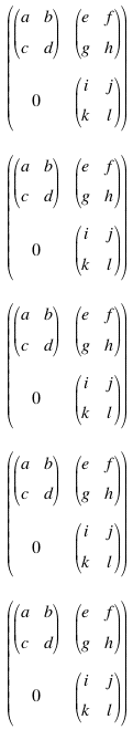 Nested matrices rendering properly